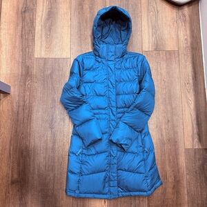 L.L. bean long puffer down jacket teal